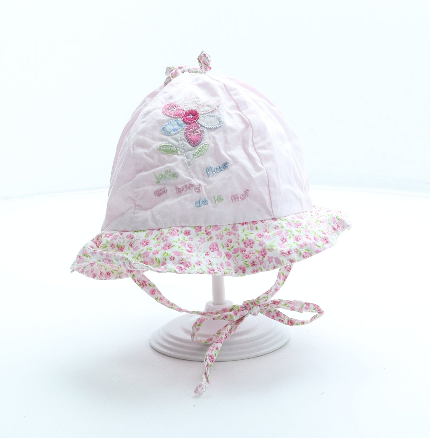 Preworn Girls Pink Floral 100% Cotton Boonie Hat Size S