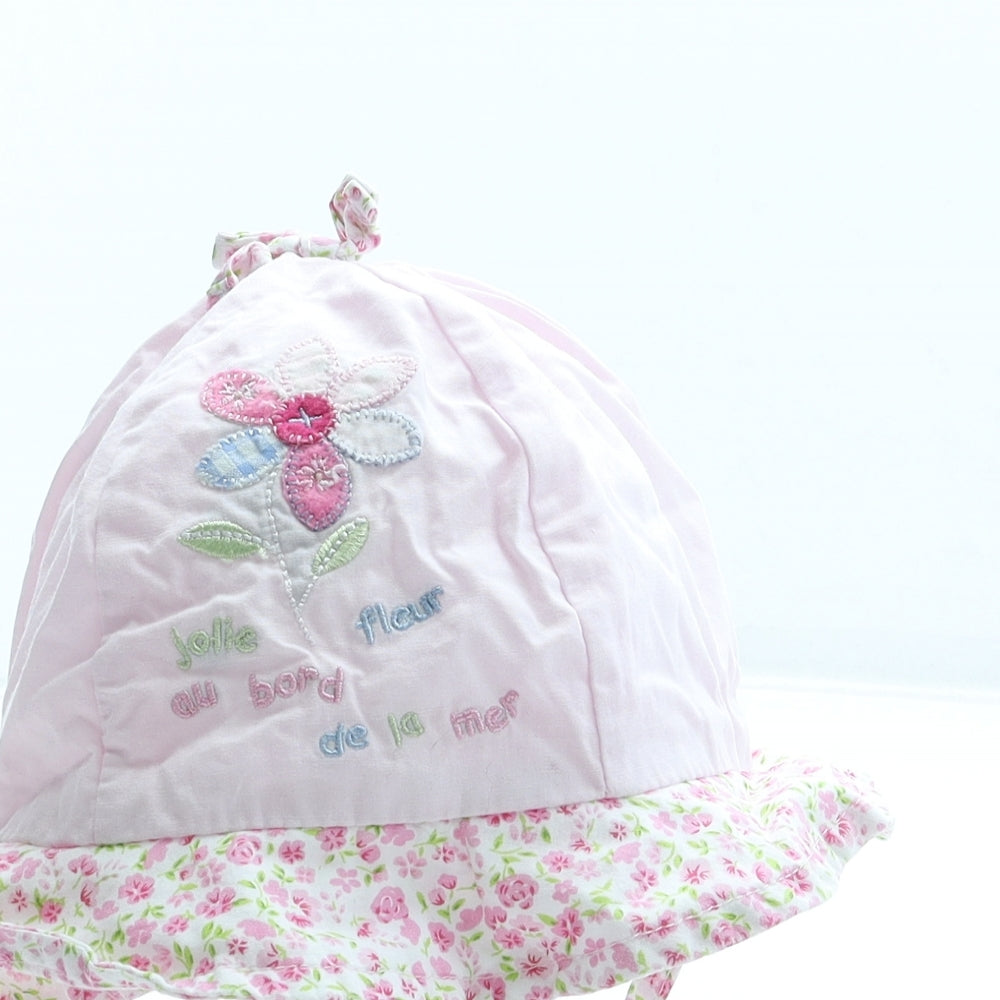 Preworn Girls Pink Floral 100% Cotton Boonie Hat Size S