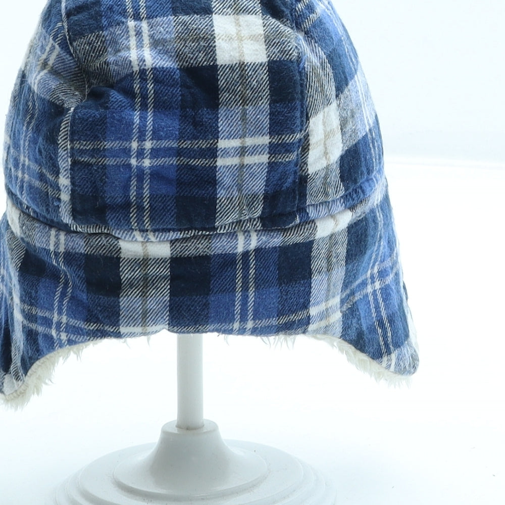 George Boys Blue Plaid Polyester Trapper Hat Size S