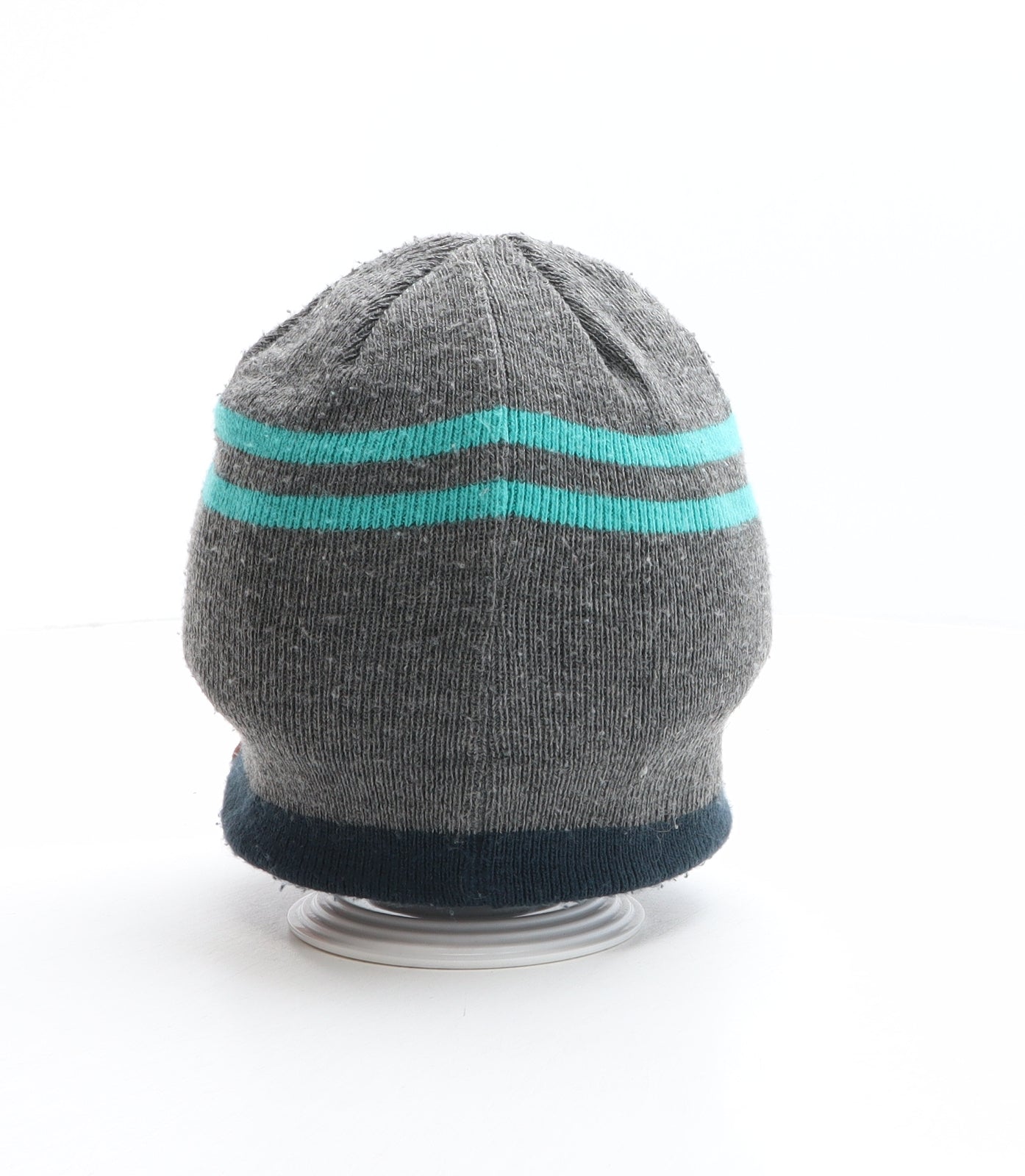 George Boys Grey Striped Acrylic Beanie One Size - Star Detail