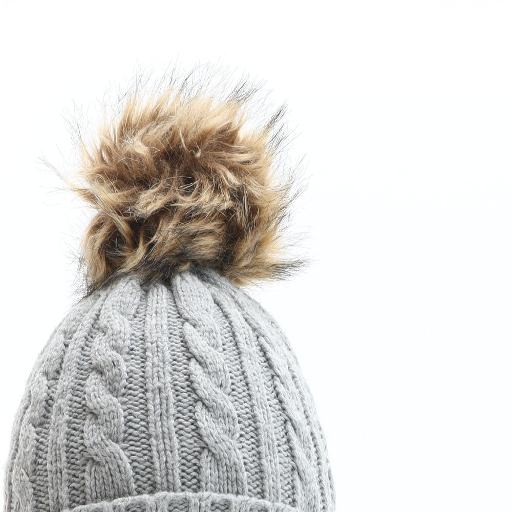 Preworn Girls Grey Acrylic Bobble Hat One Size