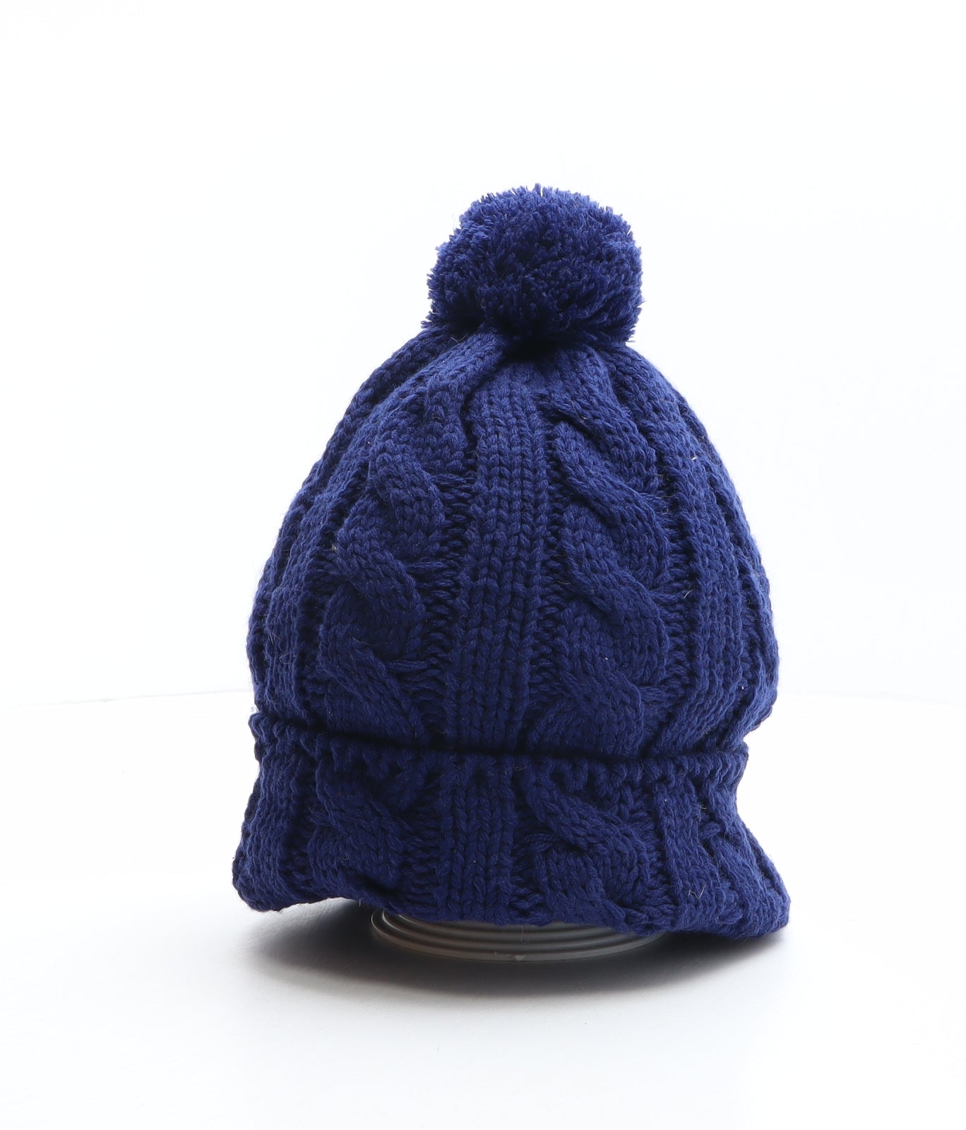 Preworn Mens Blue Acrylic Beanie One Size - Pom Pom
