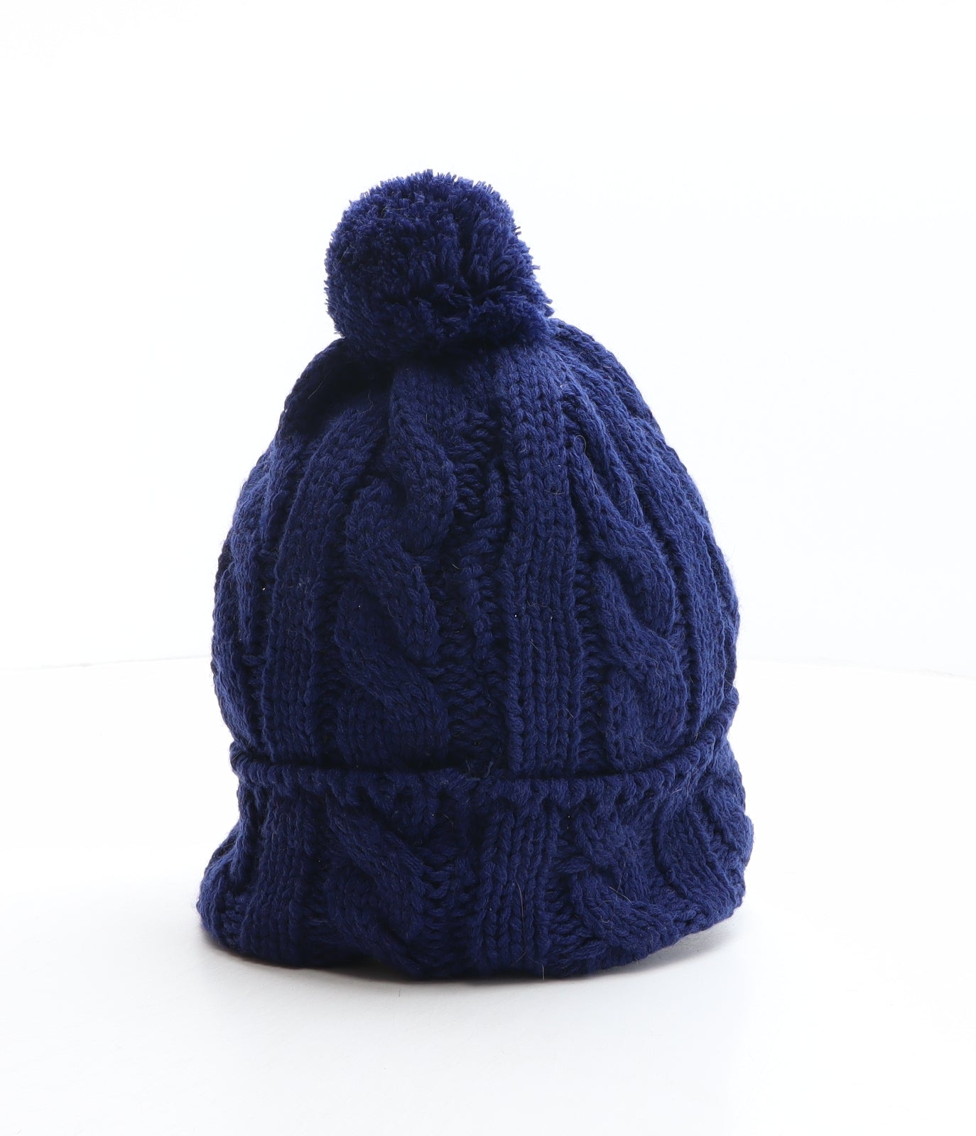 Preworn Mens Blue Acrylic Beanie One Size - Pom Pom