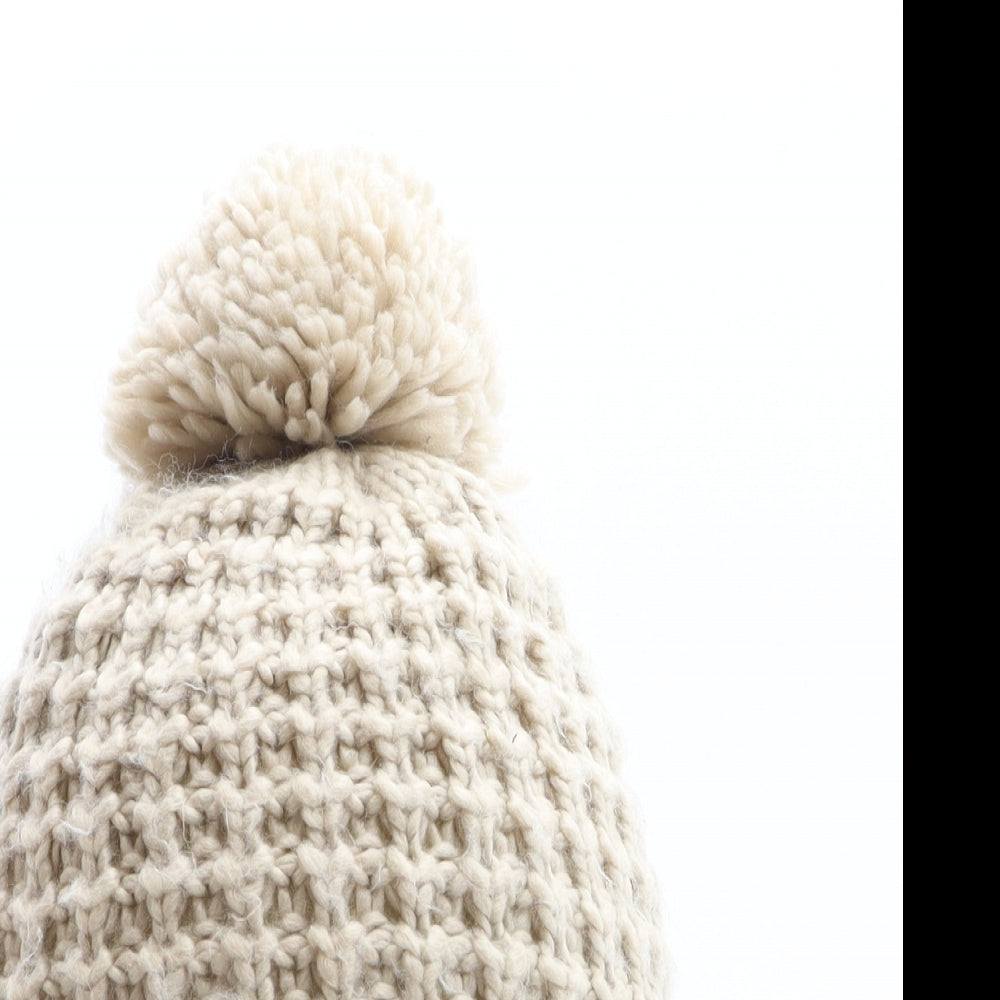 Preworn Womens Beige Acrylic Bobble Hat One Size
