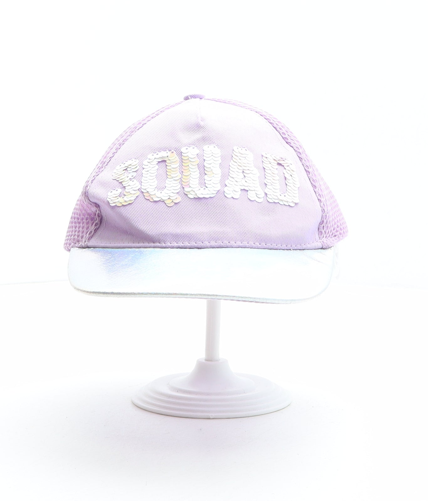 PEP&CO Girls Purple Cotton Trucker Hat One Size - Squad, Reversible sequins, Holographic