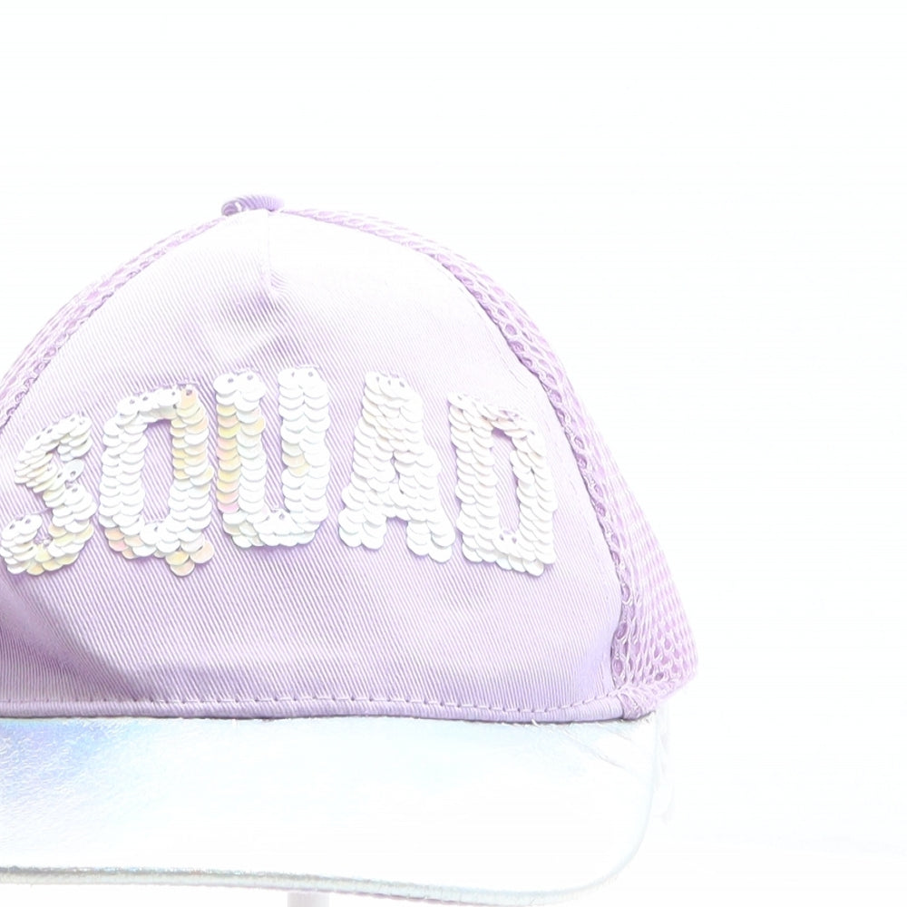 PEP&CO Girls Purple Cotton Trucker Hat One Size - Squad, Reversible sequins, Holographic