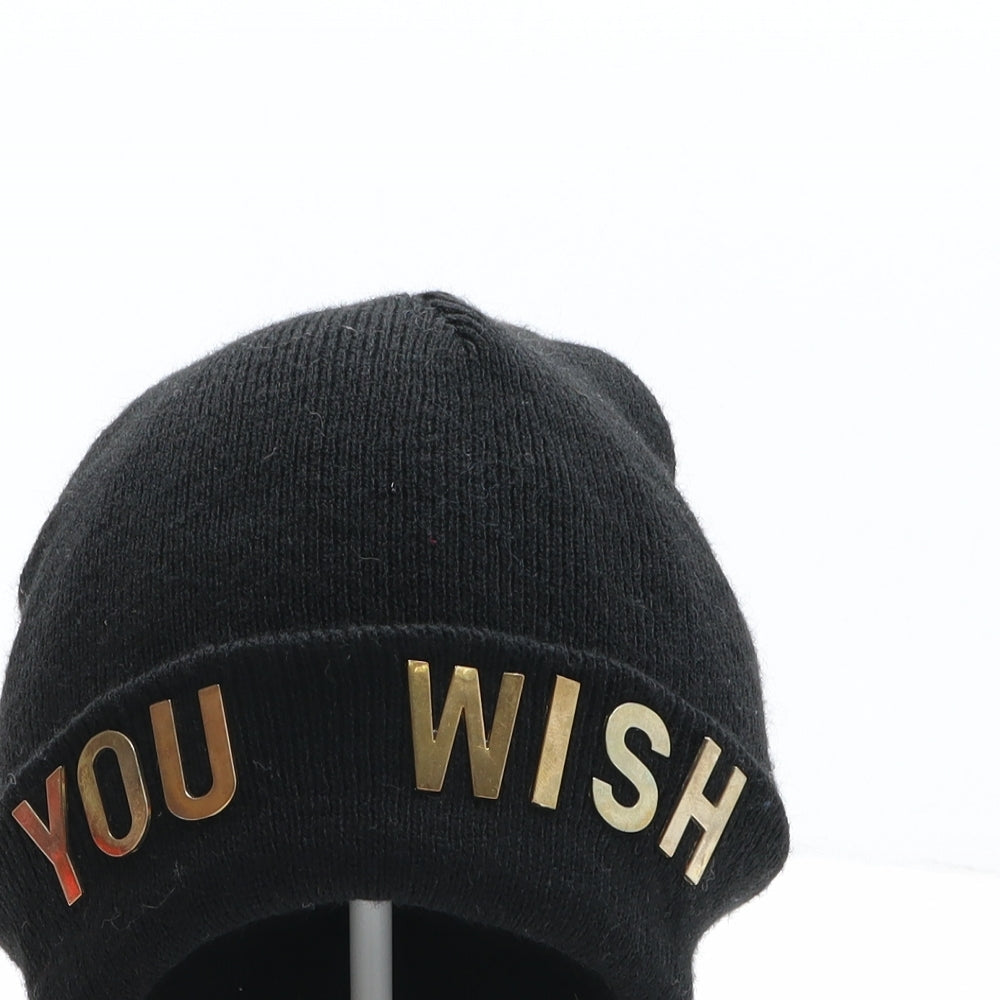 Preworn Womens Black Acrylic Beanie One Size - You Wish