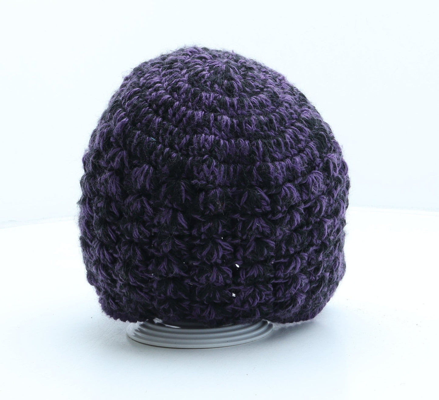 Preworn Womens Purple Polyester Beanie One Size - Flower Detail
