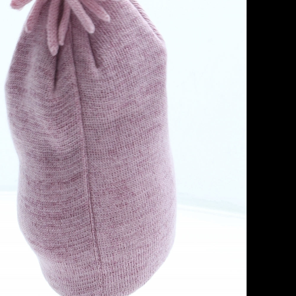 George Girls Pink Acrylic Bobble Hat Size S - Rainbow