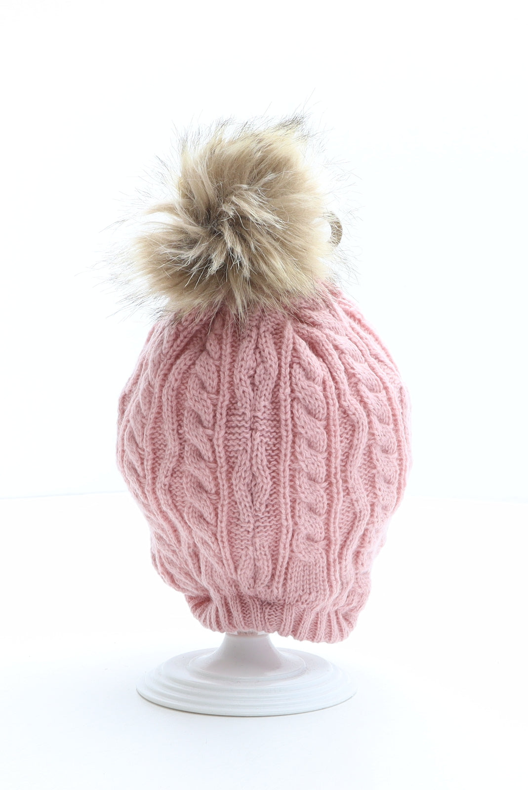 PEP&CO Girls Pink Acrylic Bobble Hat One Size - Flower Detail