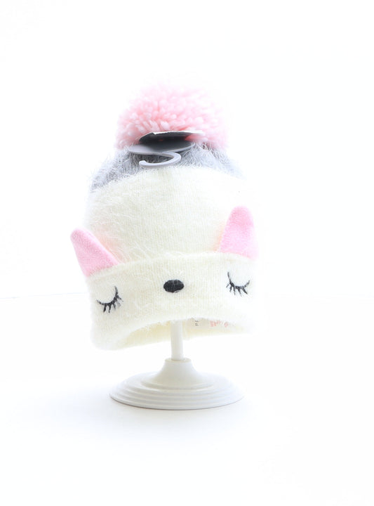 Primark Girls Multicoloured Colourblock Polyamide Bobble Hat One Size