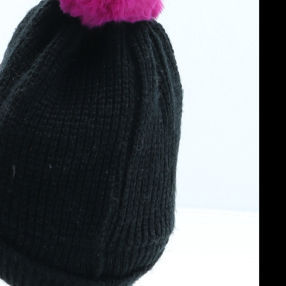George Girls Black Acrylic Bobble Hat One Size - Love