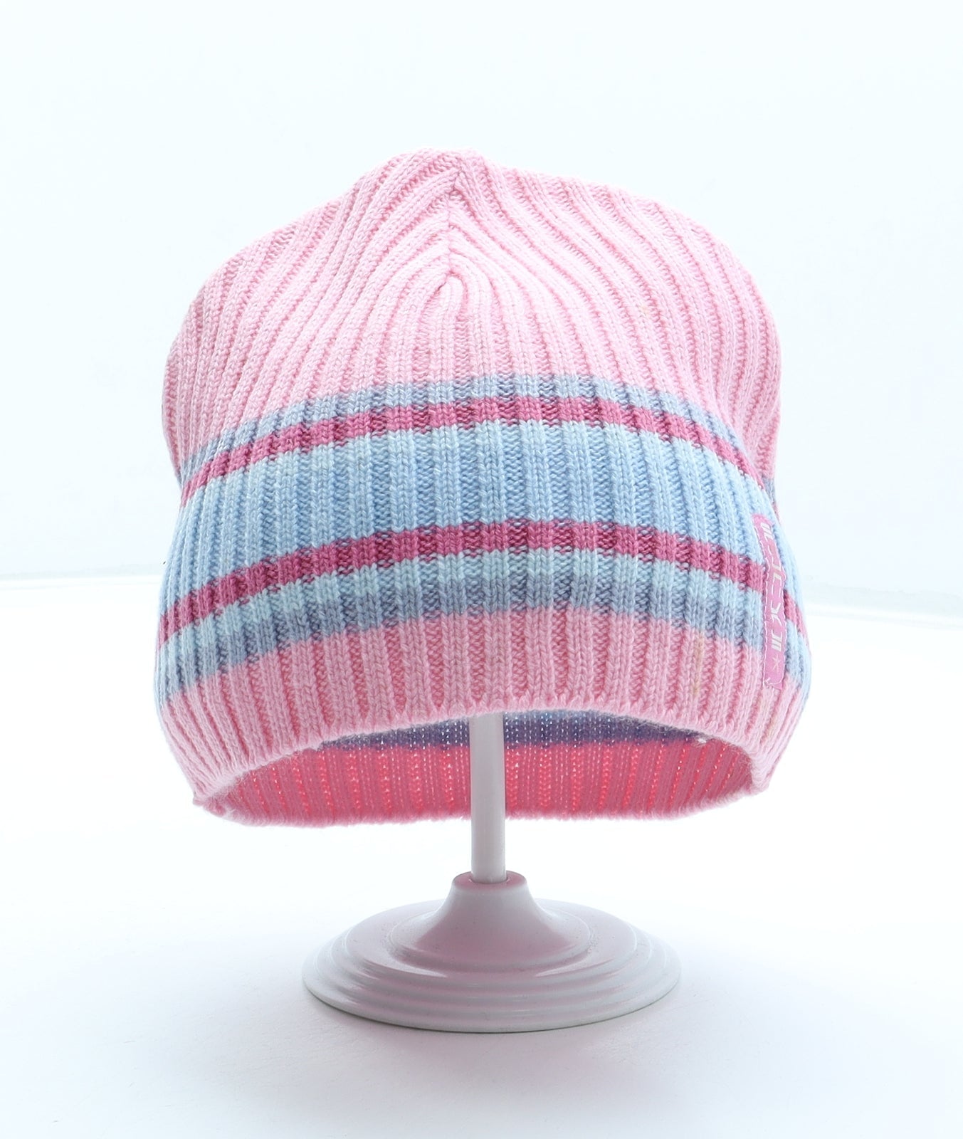 Preworn Girls Multicoloured Striped Acrylic Beanie One Size - Age 11-13 years