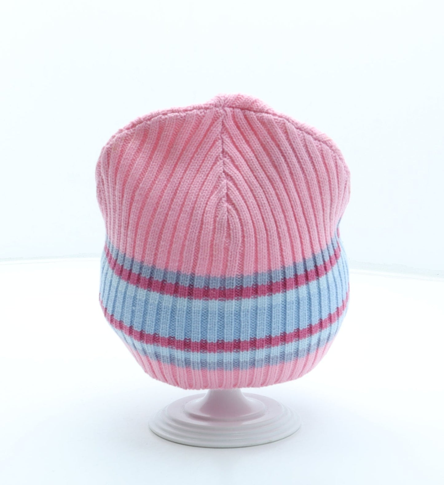 Preworn Girls Multicoloured Striped Acrylic Beanie One Size - Age 11-13 years