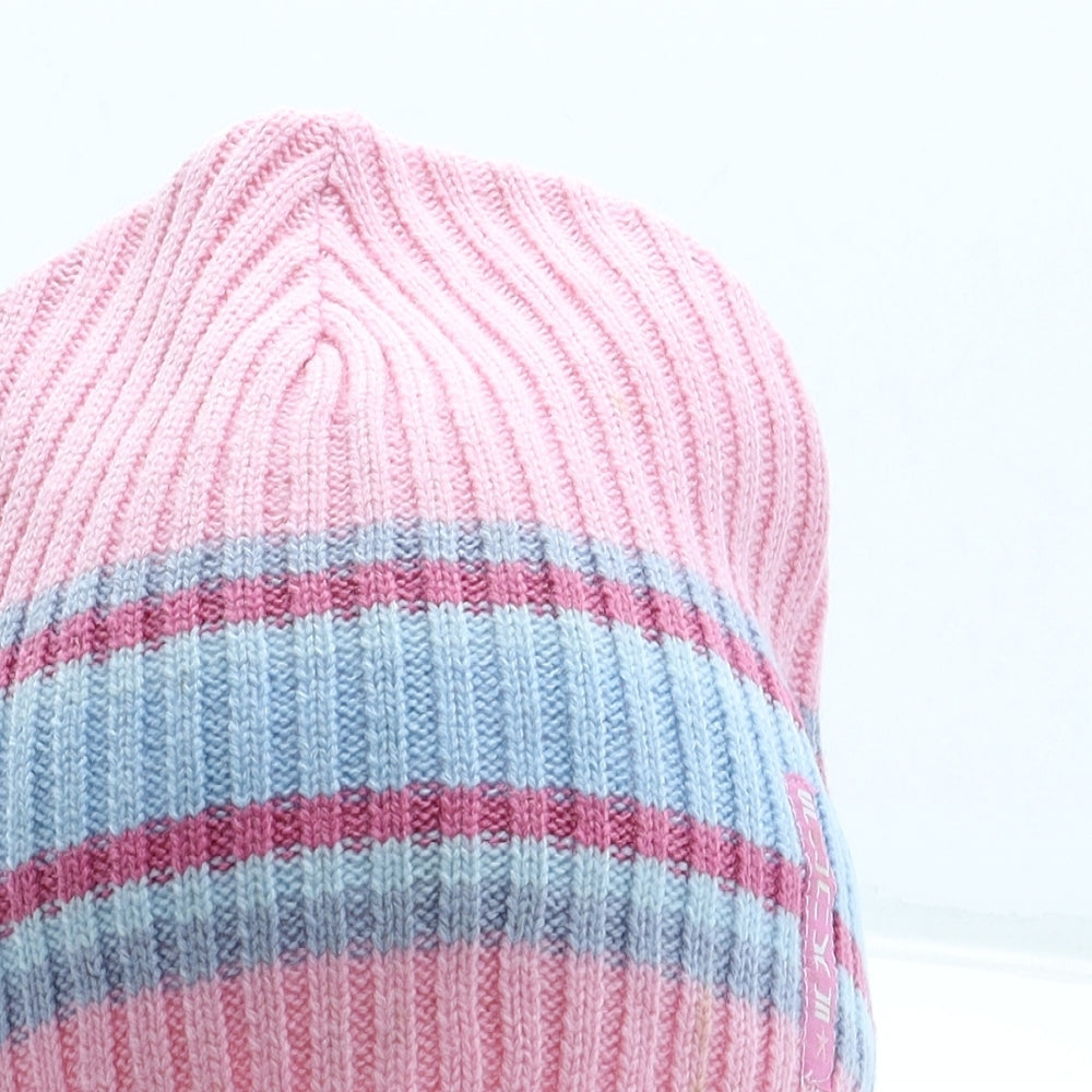 Preworn Girls Multicoloured Striped Acrylic Beanie One Size - Age 11-13 years