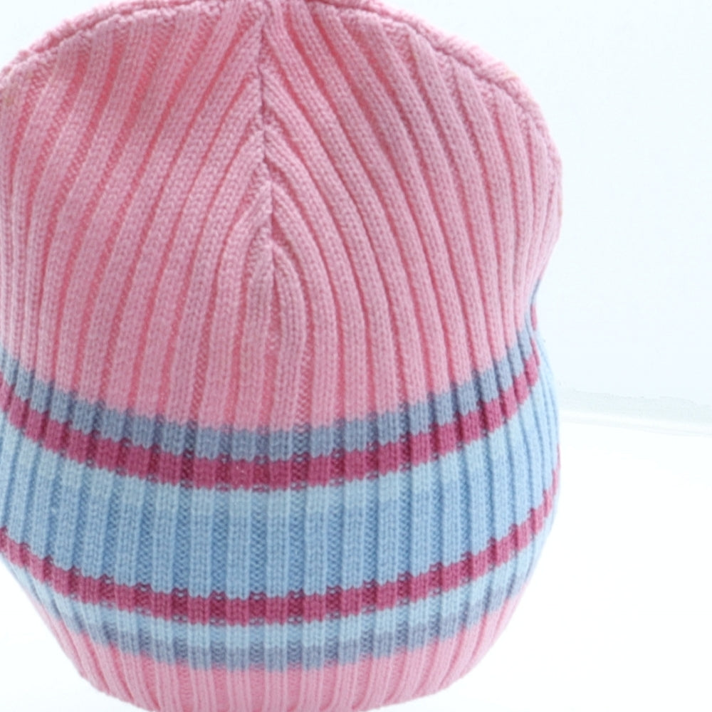 Preworn Girls Multicoloured Striped Acrylic Beanie One Size - Age 11-13 years