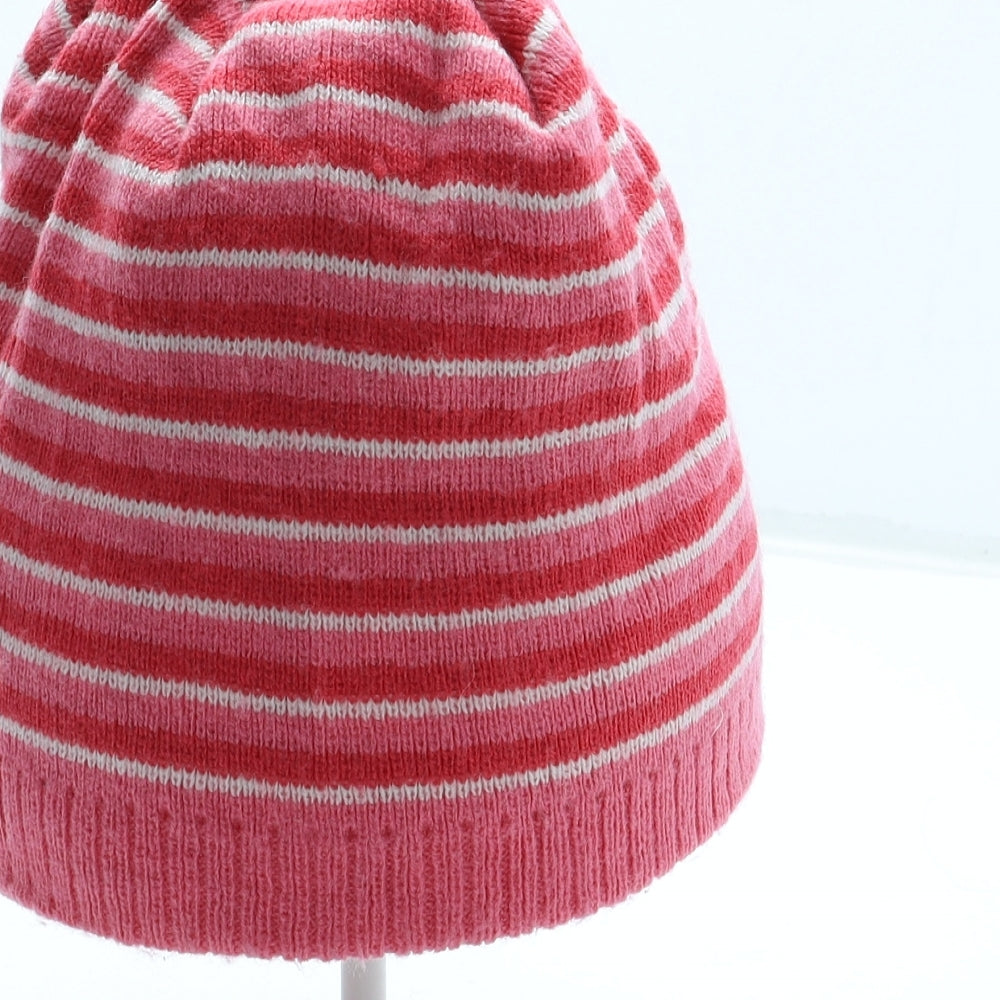 Preworn Girls Pink Striped Acrylic Beanie One Size