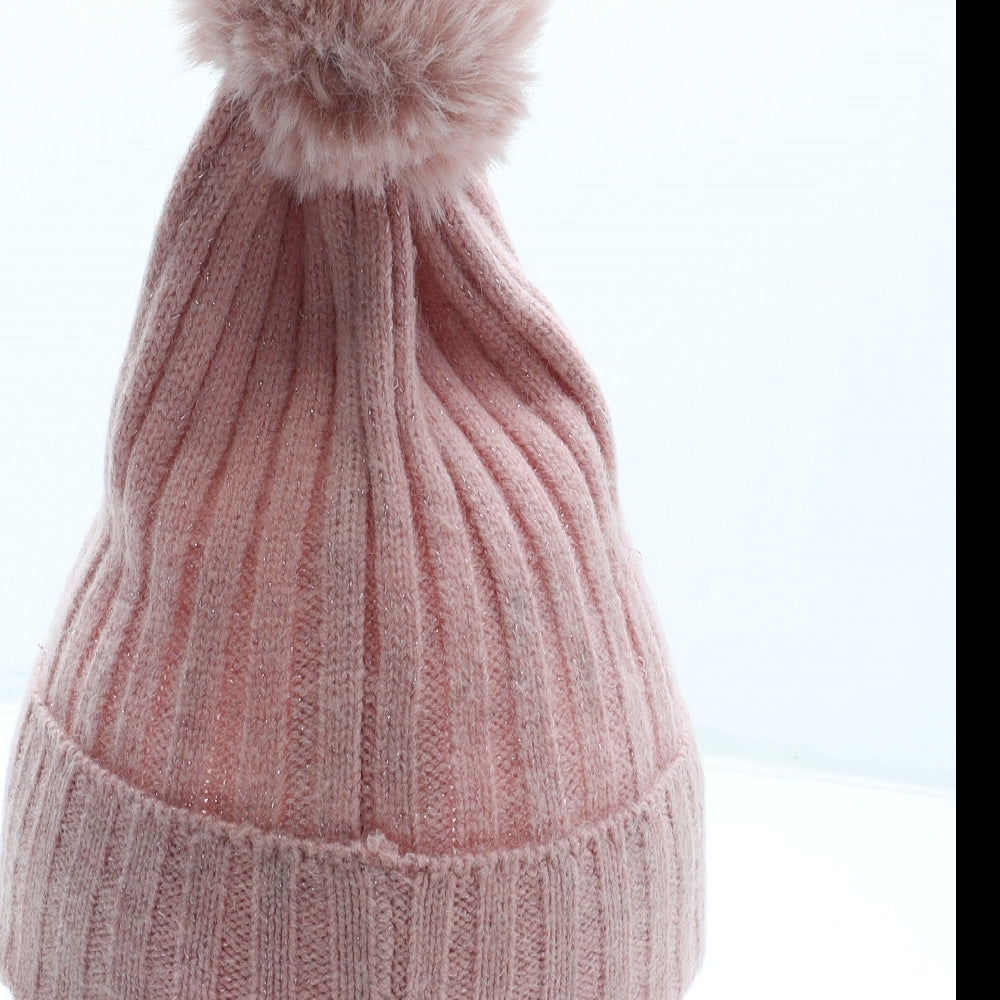 Primark Girls Pink Acrylic Bobble Hat One Size