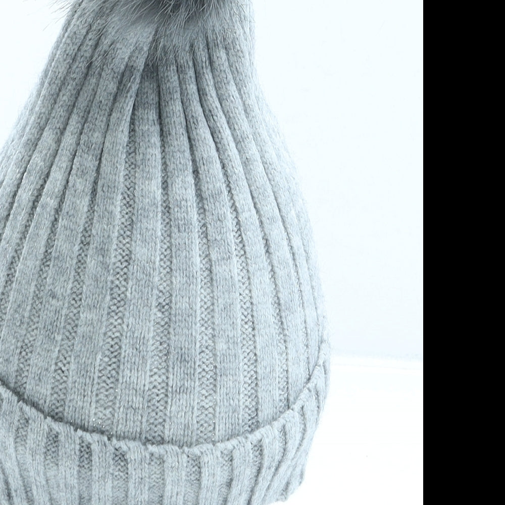 Primark Womens Grey Acrylic Bobble Hat One Size