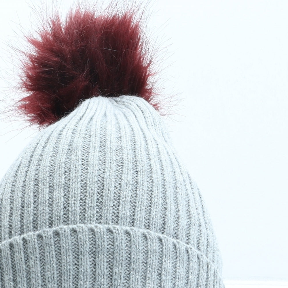 George Womens Grey Acrylic Bobble Hat One Size