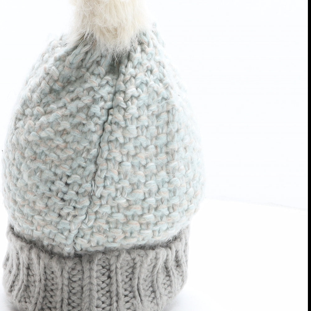 Preworn Womens Blue Acrylic Bobble Hat One Size