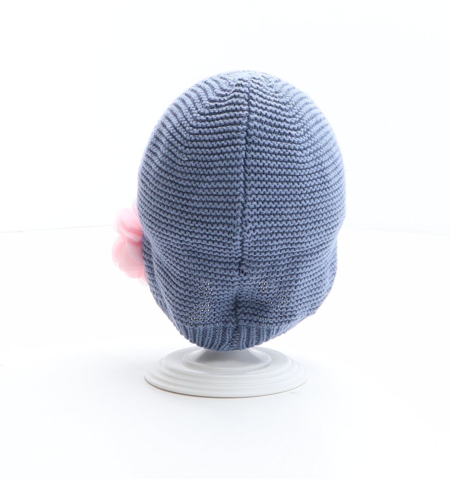 PEP&CO Girls Blue 100% Cotton Beanie One Size - Flower Detail