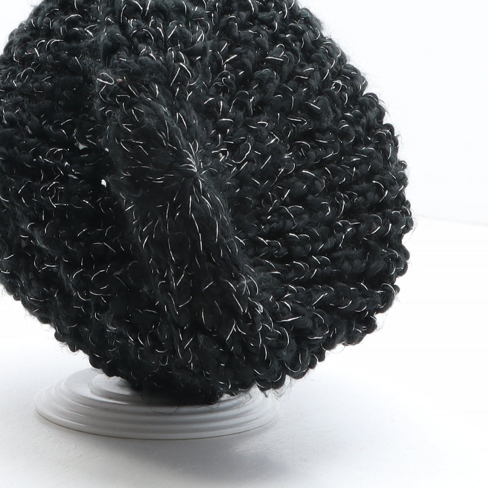 Preworn Womens Black Acrylic Beanie One Size
