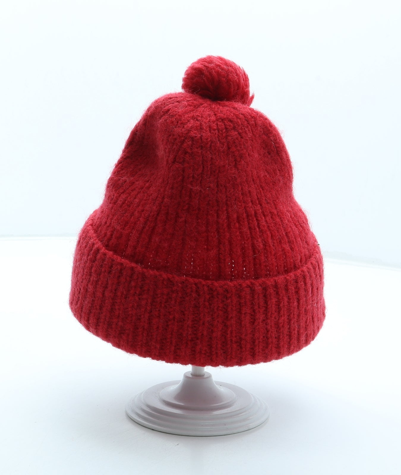 Preworn Womens Red Acrylic Bobble Hat One Size