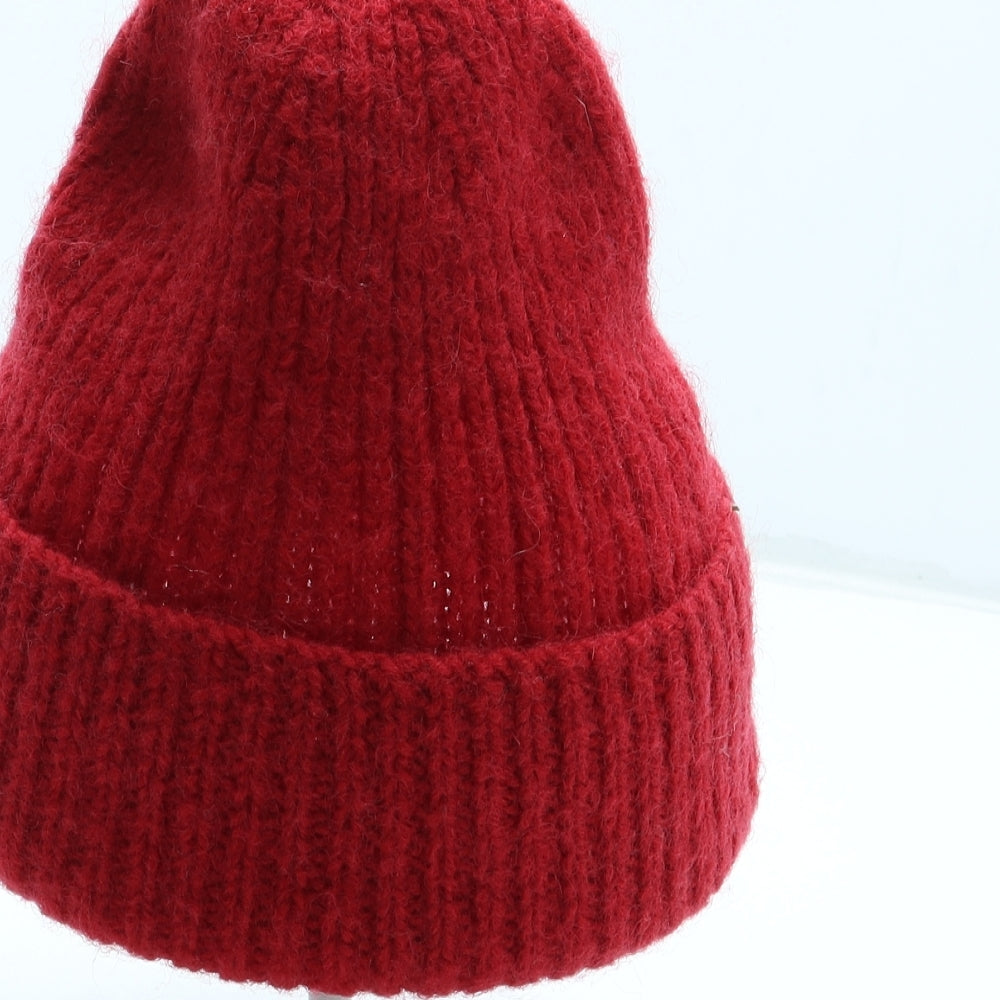 Preworn Womens Red Acrylic Bobble Hat One Size