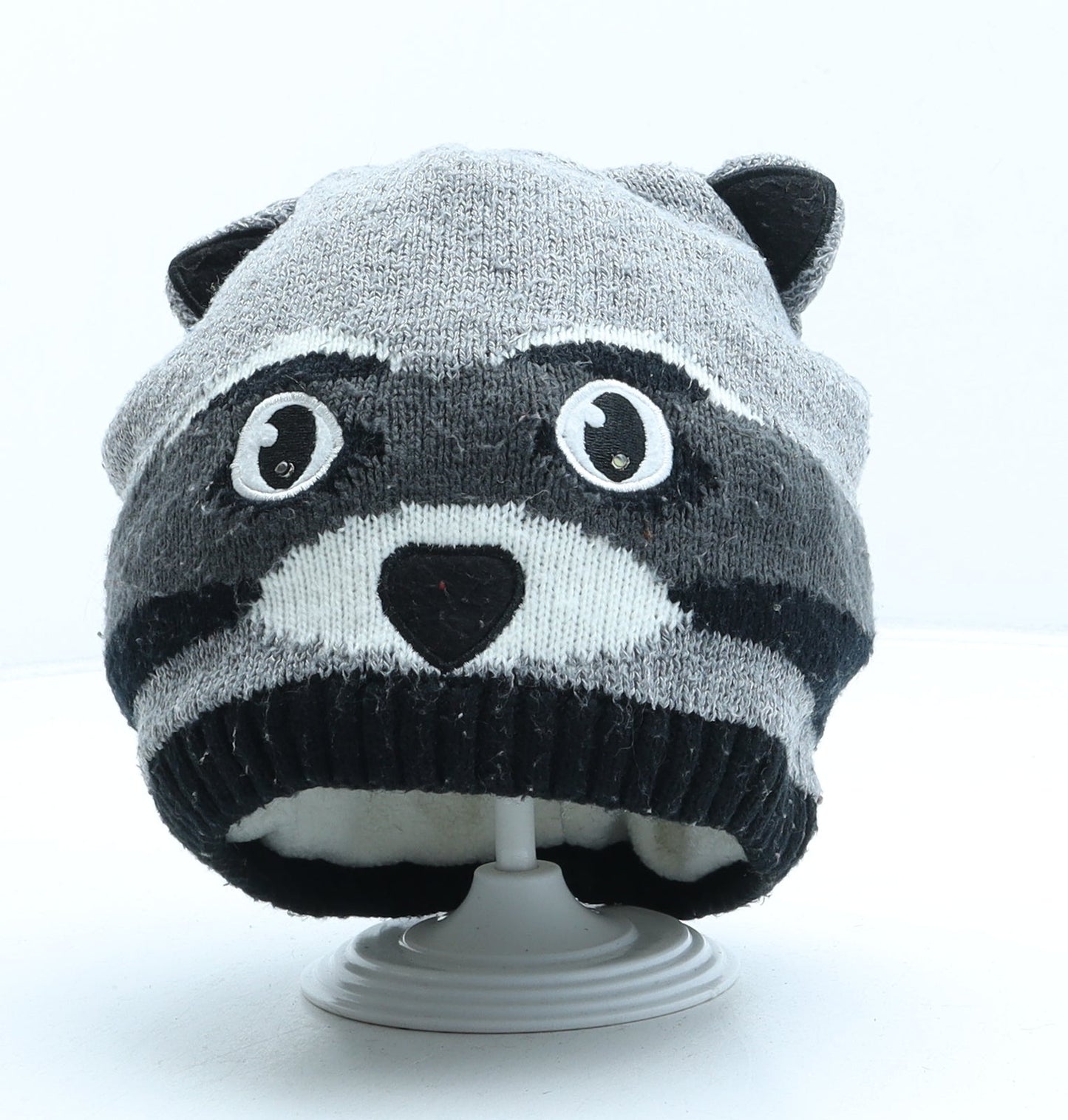 Preworn Boys Grey Acrylic Beanie One Size - Racoon