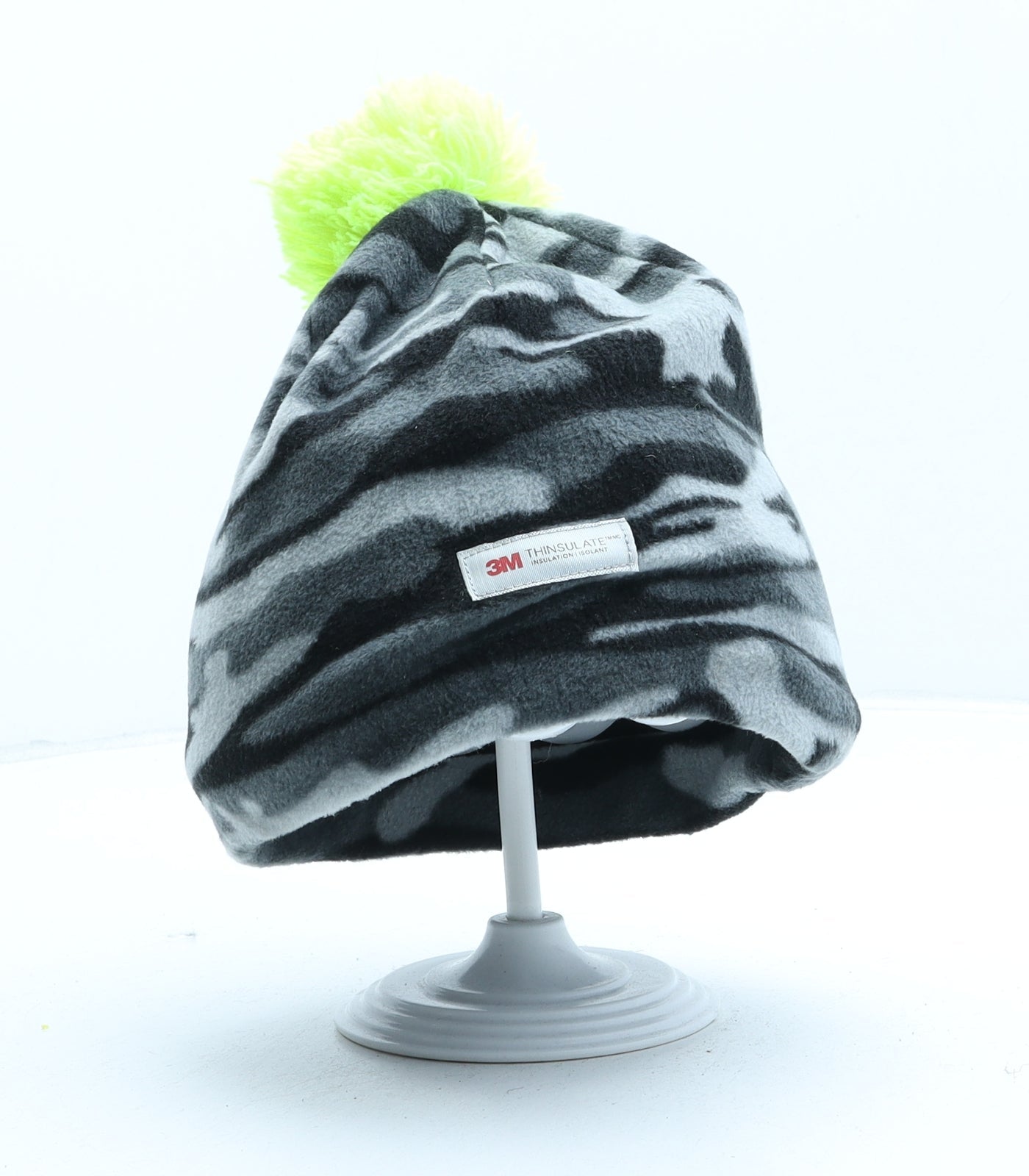 Primark Boys Grey Camouflage Polyester Bobble Hat Size M