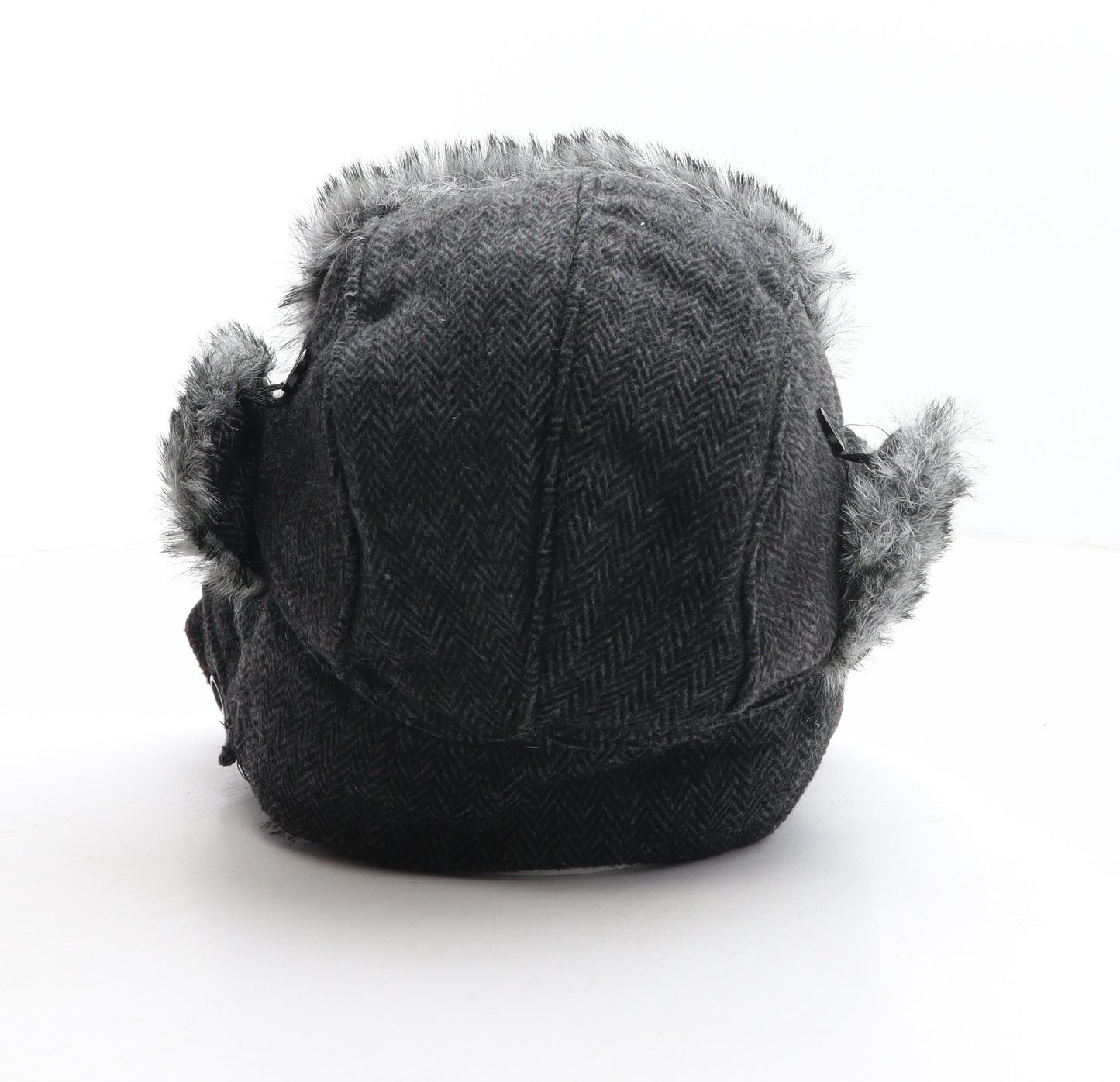 Preworn Boys Grey Herringbone Acrylic Trapper Hat One Size