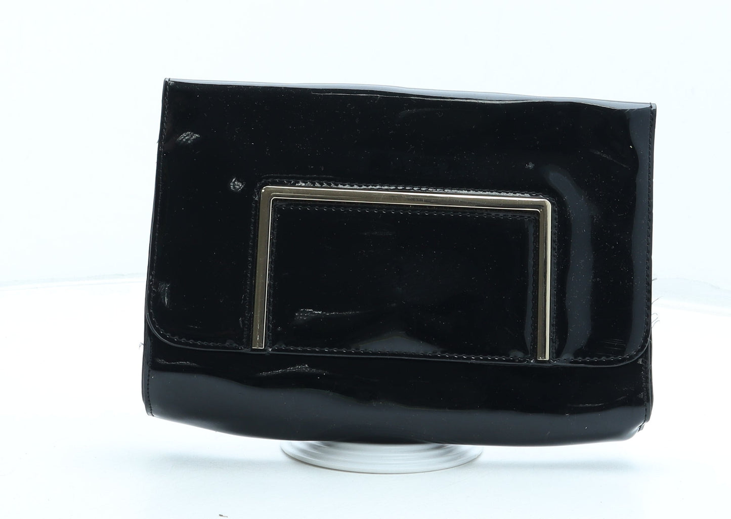 F&F Womens Black Polyurethane Clutch Size Small - Bag depth 2cm