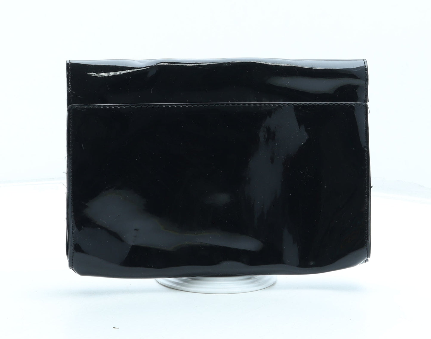 F&F Womens Black Polyurethane Clutch Size Small - Bag depth 2cm
