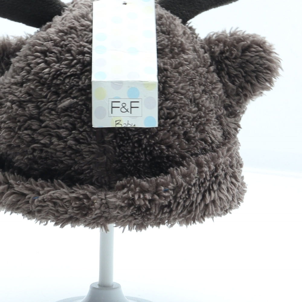 F&F Boys Brown Polyester Beanie One Size - Reindeer Size 0-6 Months