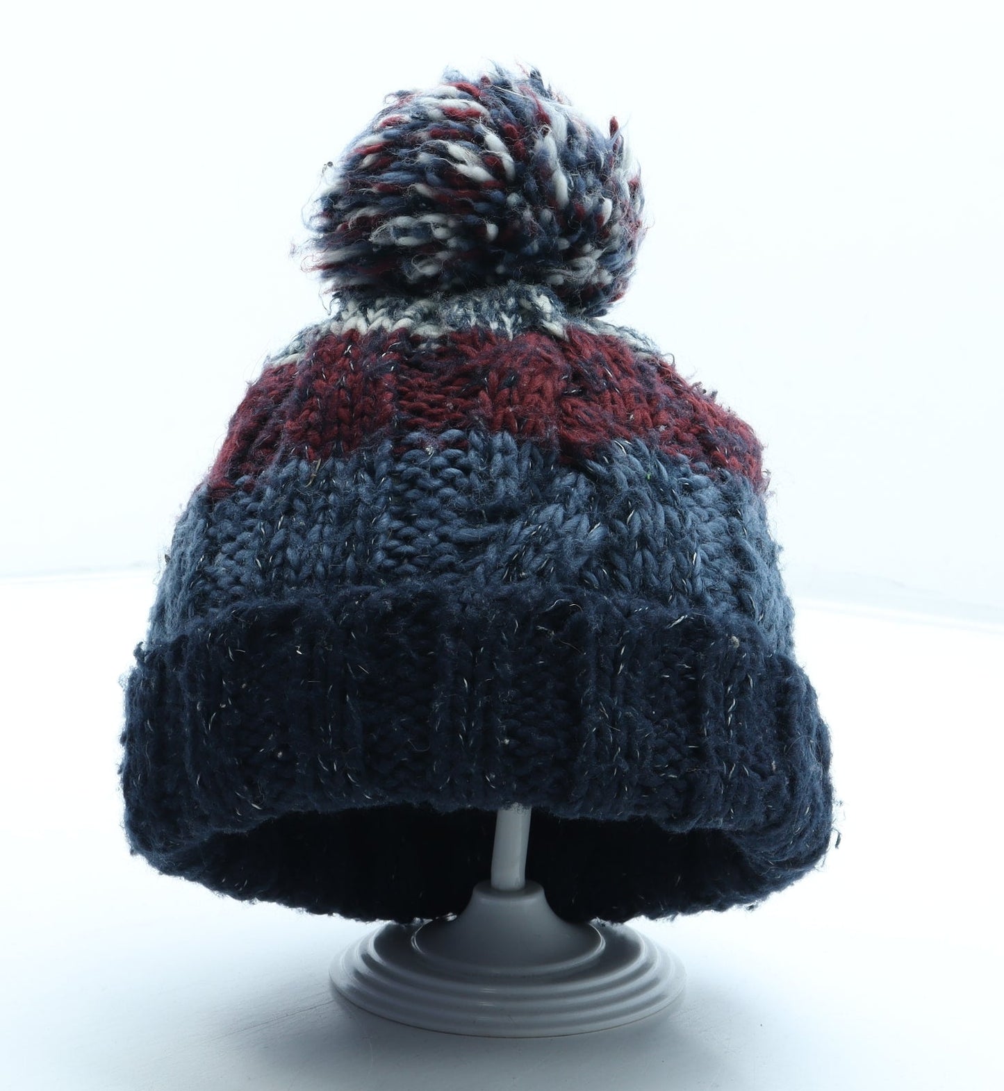F&F Boys Multicoloured Geometric Acrylic Bobble Hat One Size
