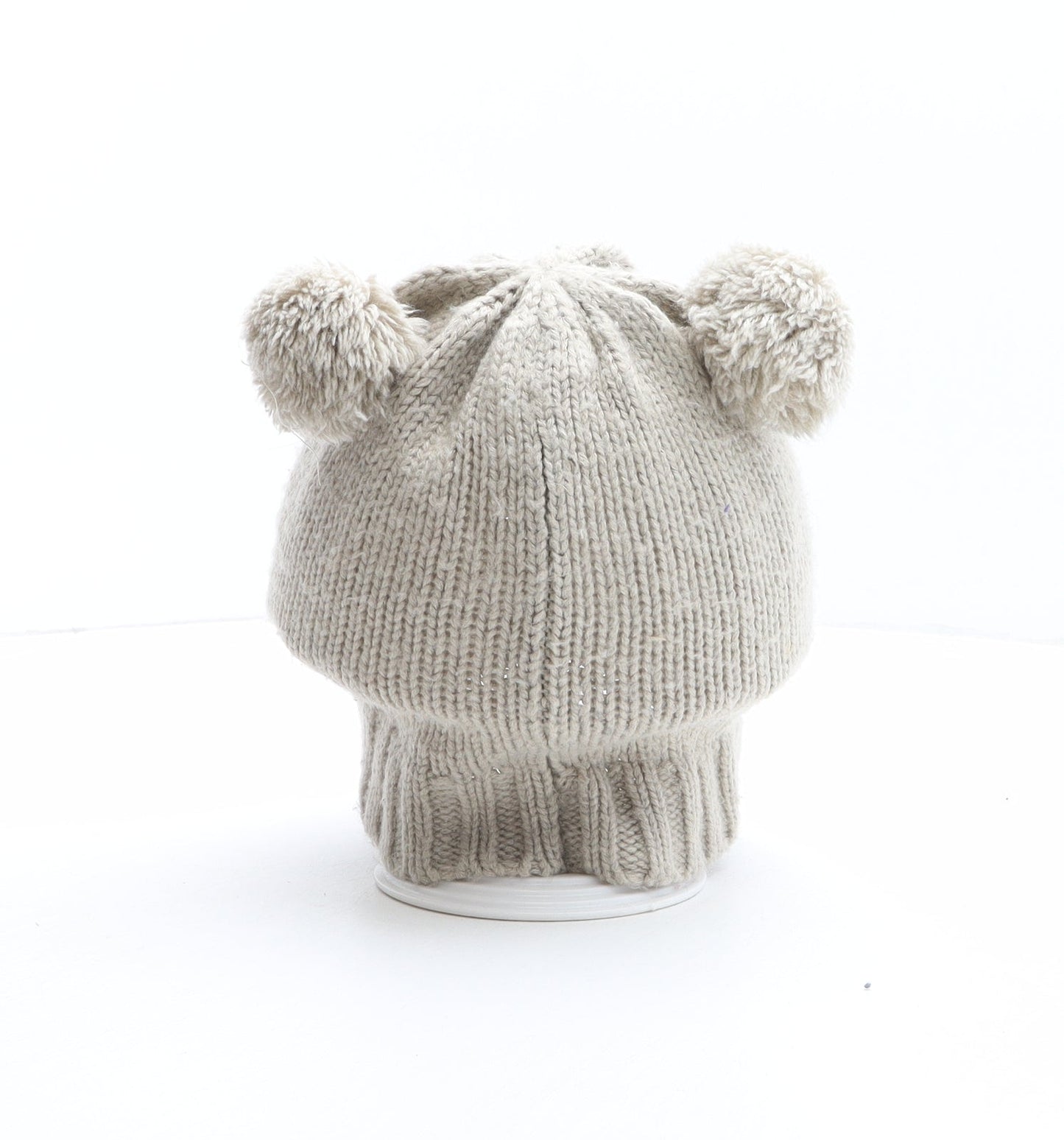 Preworn Womens Brown Acrylic Bobble Hat One Size - Bear Design