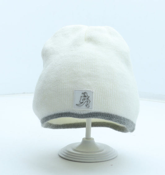 Preworn Boys White Acrylic Beanie One Size