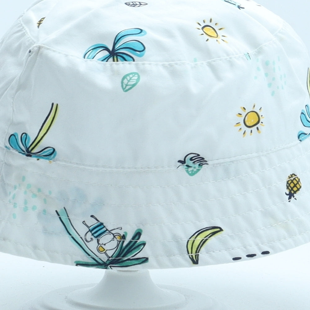 F&F Boys White Geometric 100% Cotton Bucket Hat Size S - Tropical Size 12-24 Months