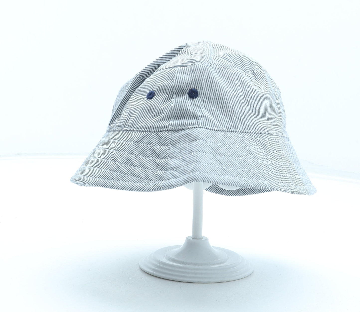 F&F Boys Grey Striped Cotton Bucket Hat Size S - Size 12-24 Months
