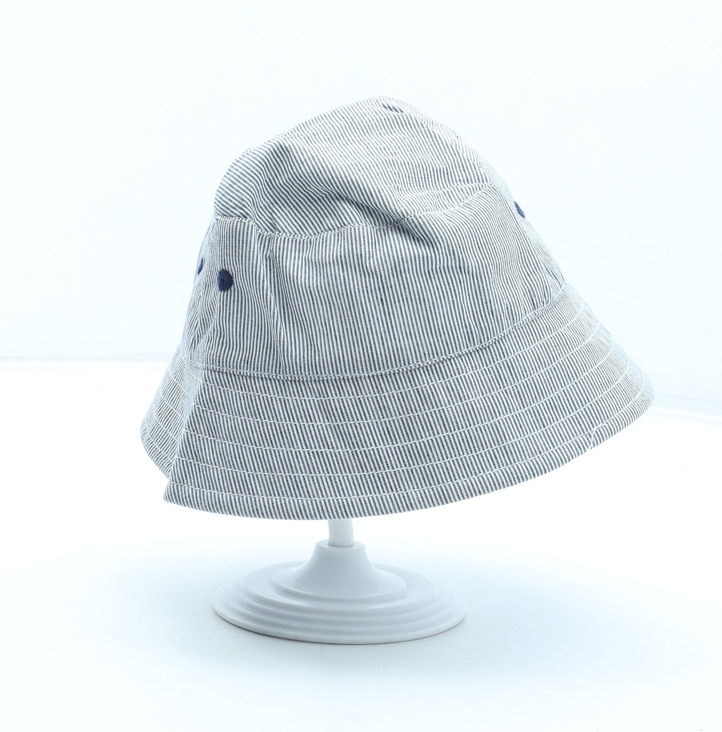F&F Boys Grey Striped Cotton Bucket Hat Size S - Size 12-24 Months