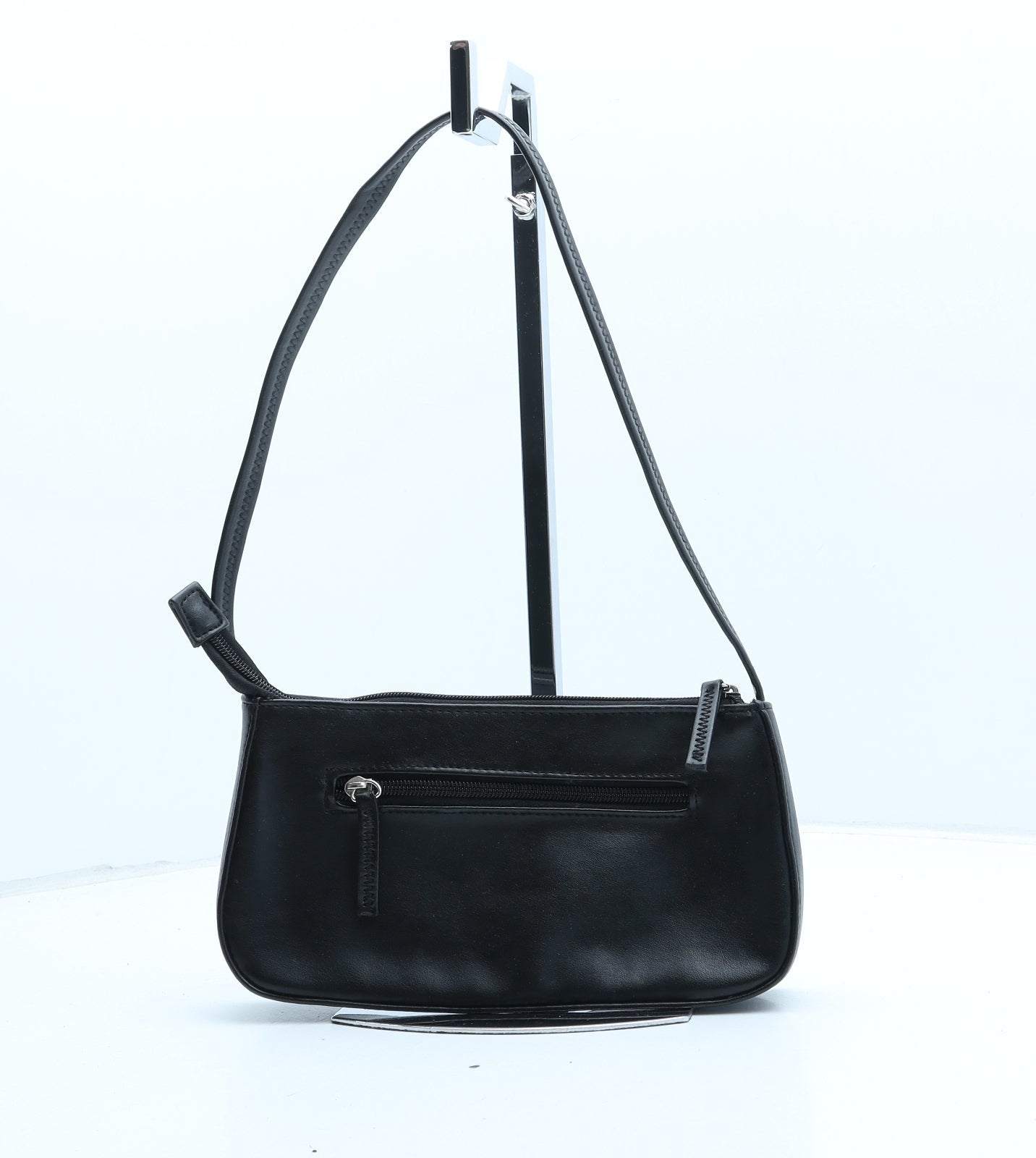 Preworn Womens Black Polyurethane Top Handle Bag Size Small