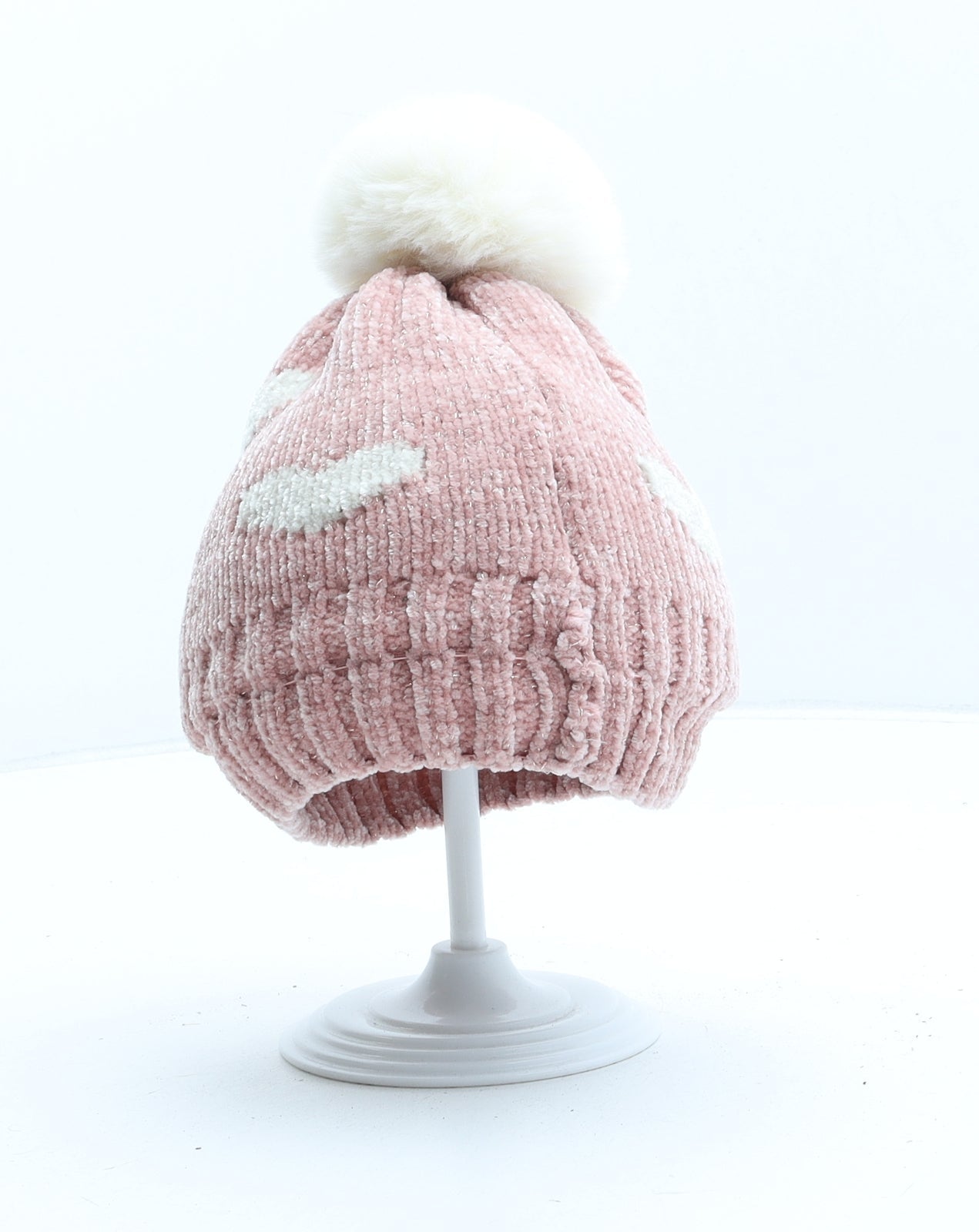 George Girls Pink Acrylic Bobble Hat One Size - UK Size 3-6 Months