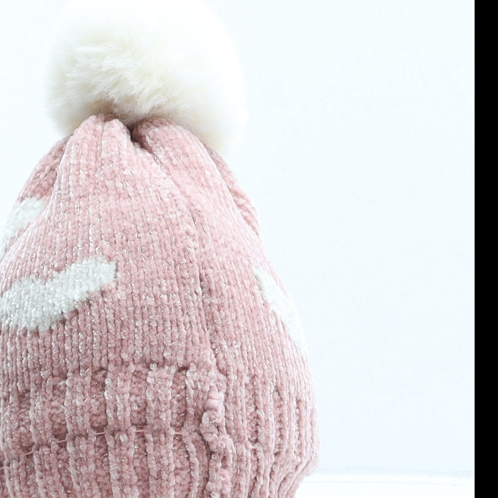 George Girls Pink Acrylic Bobble Hat One Size - UK Size 3-6 Months