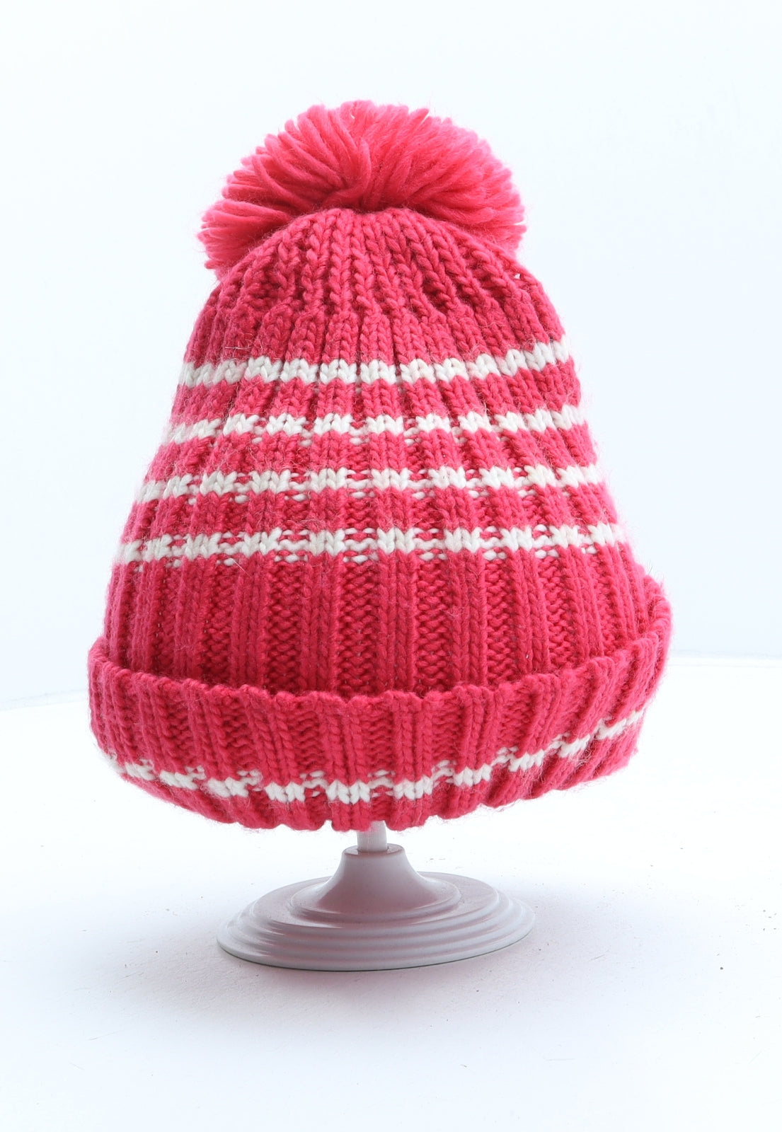 Preworn Girls Pink Acrylic Bobble Hat One Size - UK Size 3-6 Years