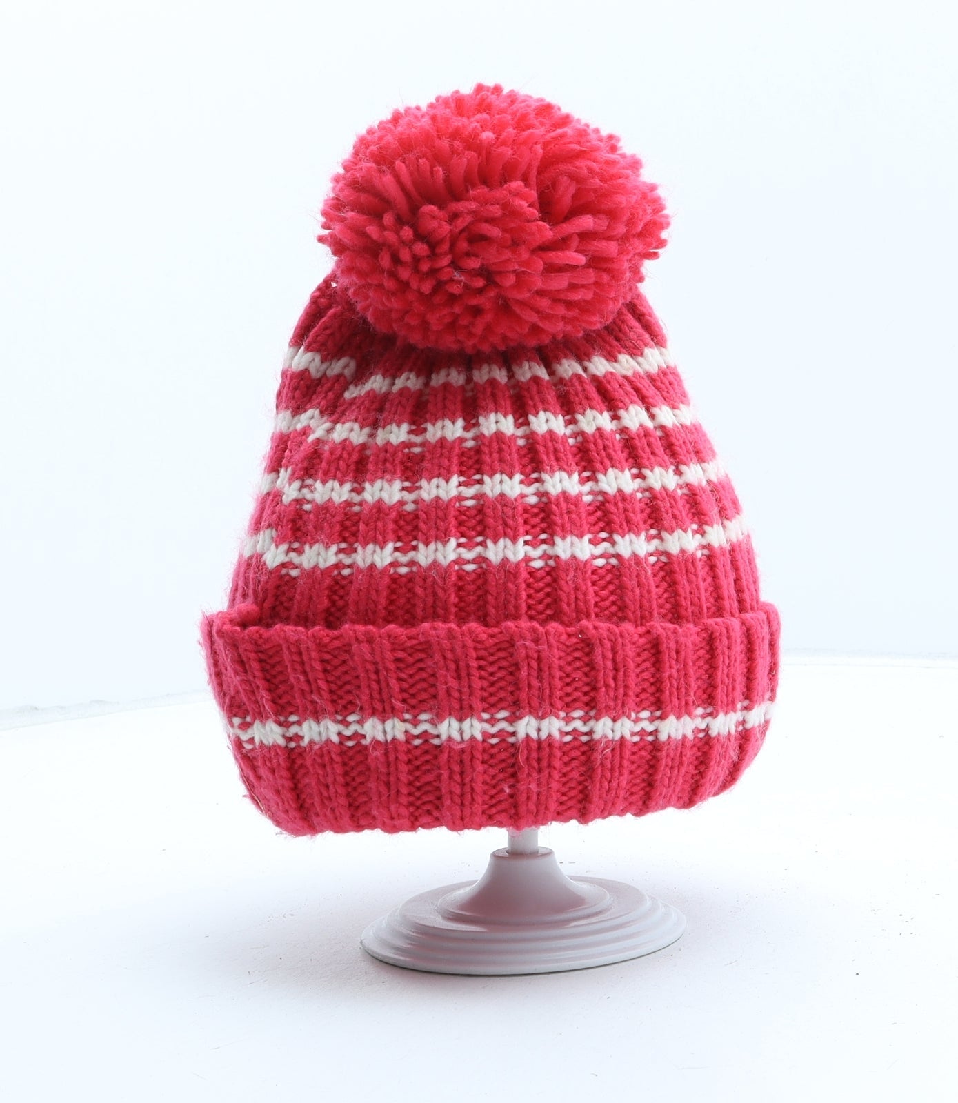 Preworn Girls Pink Acrylic Bobble Hat One Size - UK Size 3-6 Years