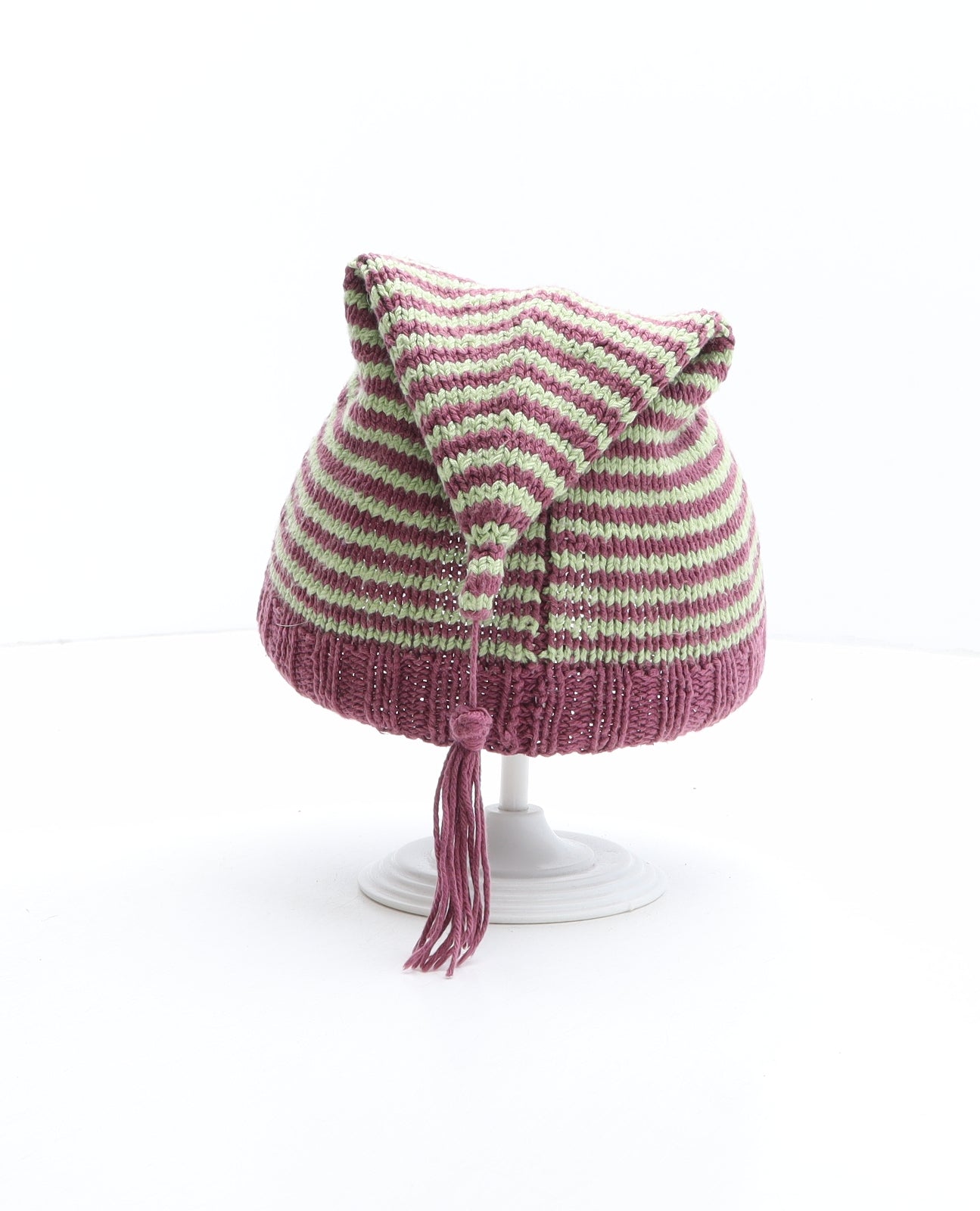 Preworn Girls Multicoloured Striped Acrylic Beanie One Size