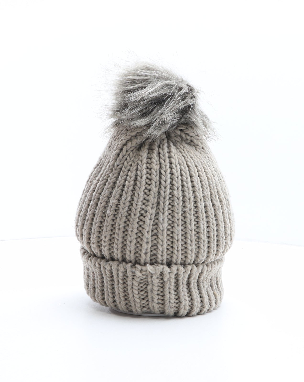 Preworn Womens Grey Acrylic Bobble Hat One Size