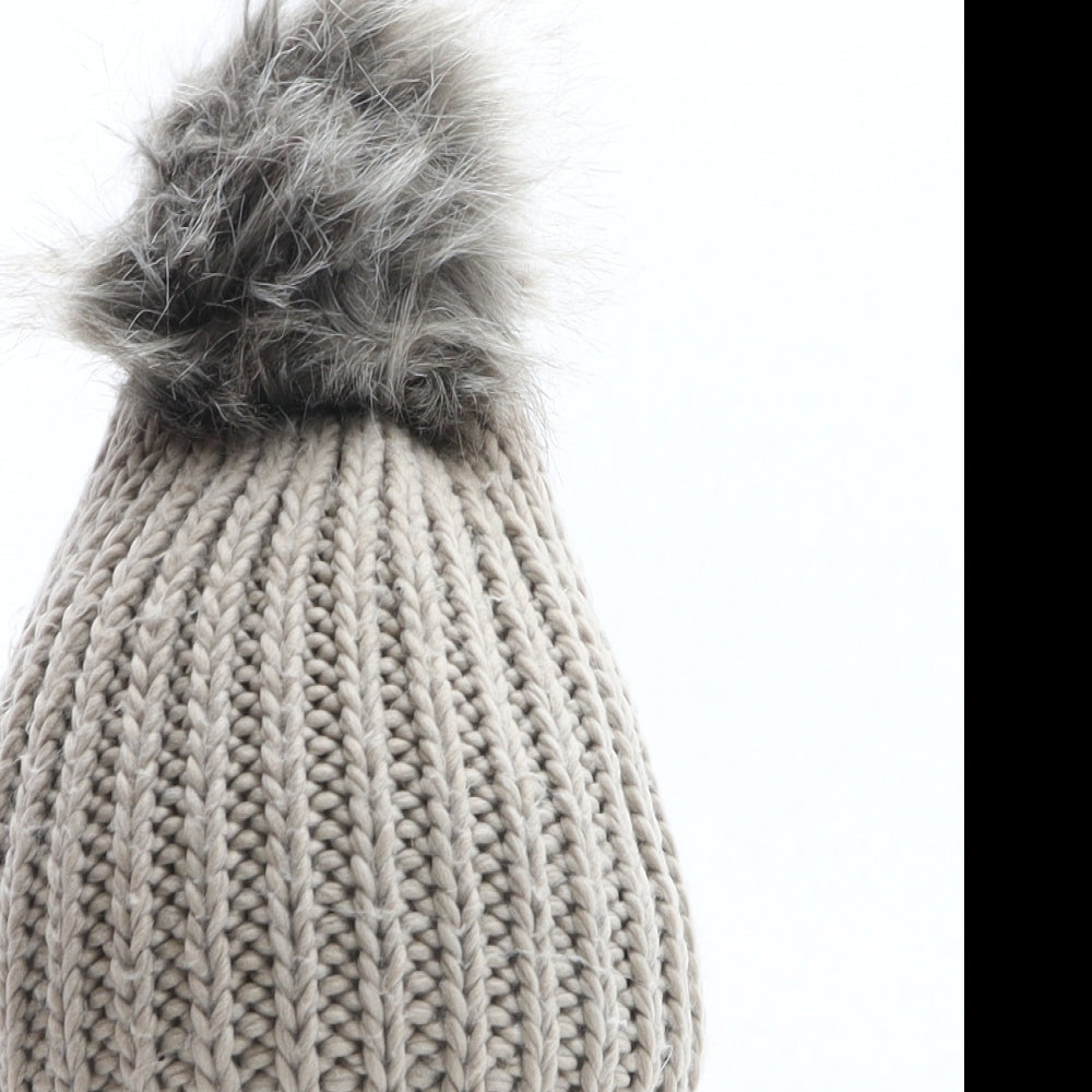 Preworn Womens Grey Acrylic Bobble Hat One Size