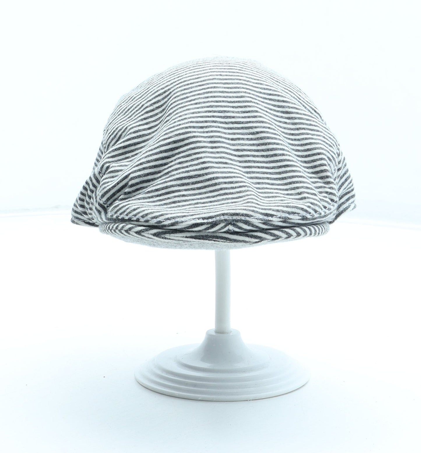 George Boys Black Striped Cotton Flat Cap One Size - Size 6-12 Months